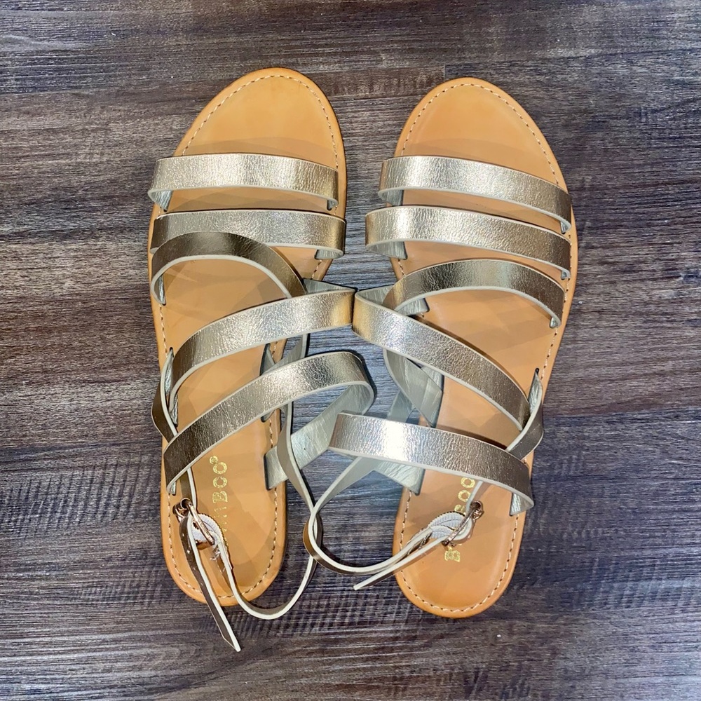 Bamboo Gold Strappy Sandal 8.5